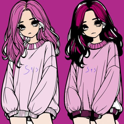 realistic girl with baggy sweater