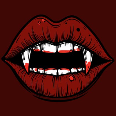 lips with vampire teeth