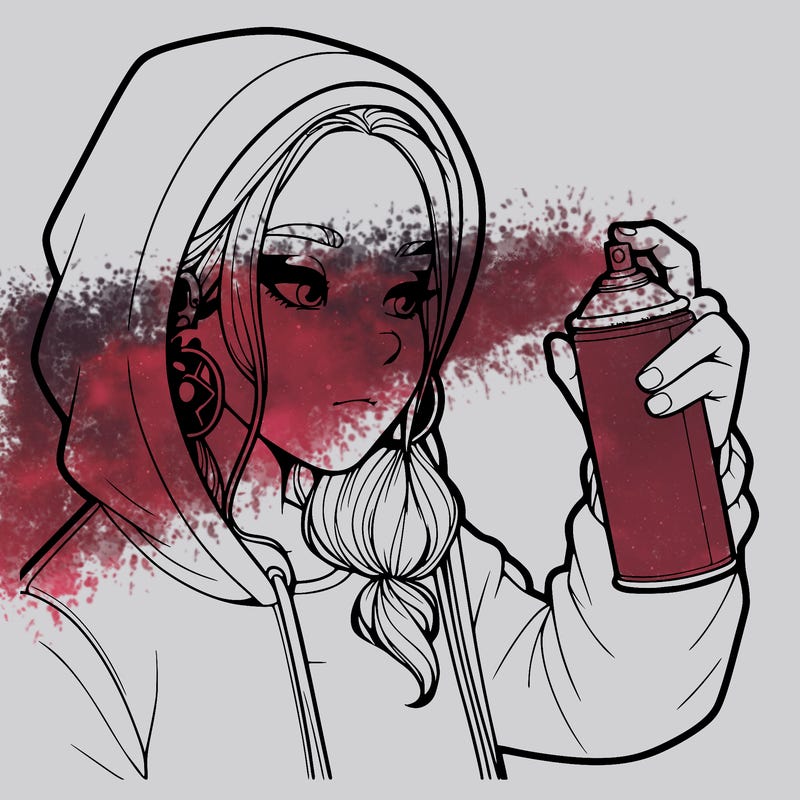 a realistic girl, spray painting