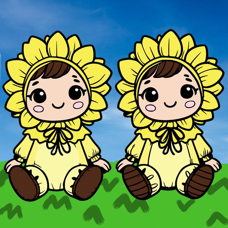cute little baby in a sunflower costumes