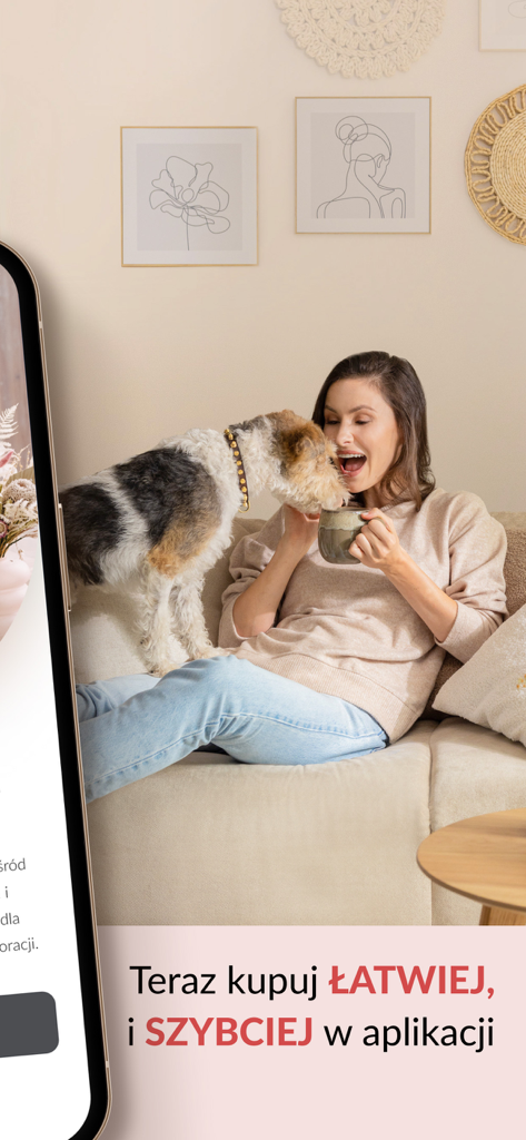 Homla - A woman relaxes on a beige sofa with her dog in a cozy modern living room