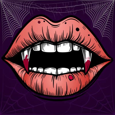lips with vampire teeth