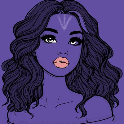 realistic girl with wavy hair and lips