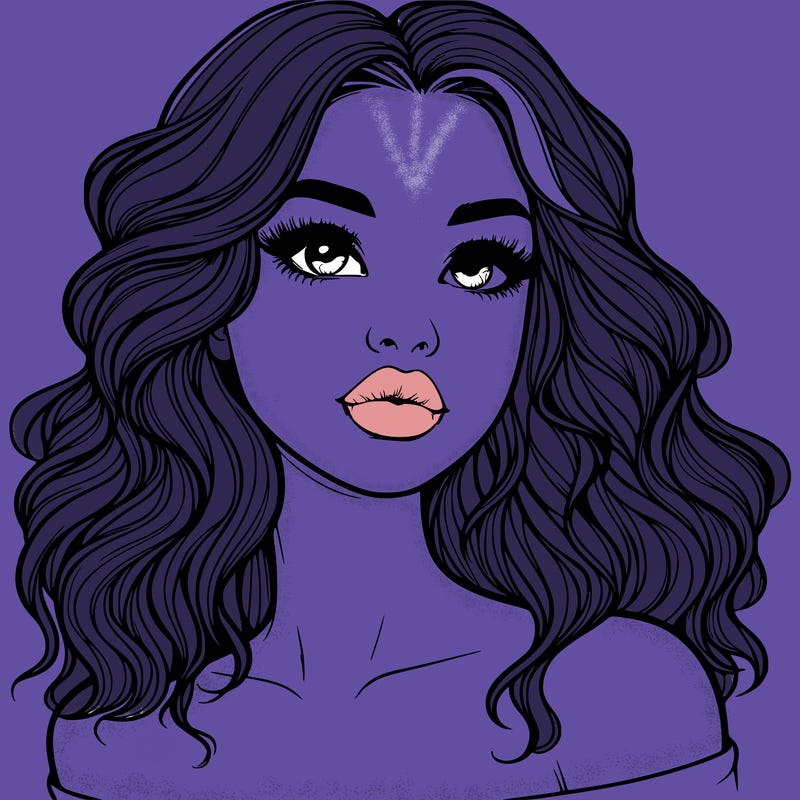 realistic girl with wavy hair and lips