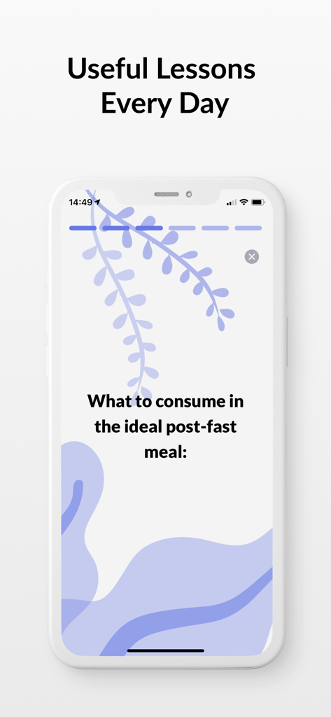 Feather - Intermittent Fasting - Lección educativa sobre nutrición post-ayuno dentro de la aplicación Feather de ayuno intermitente.