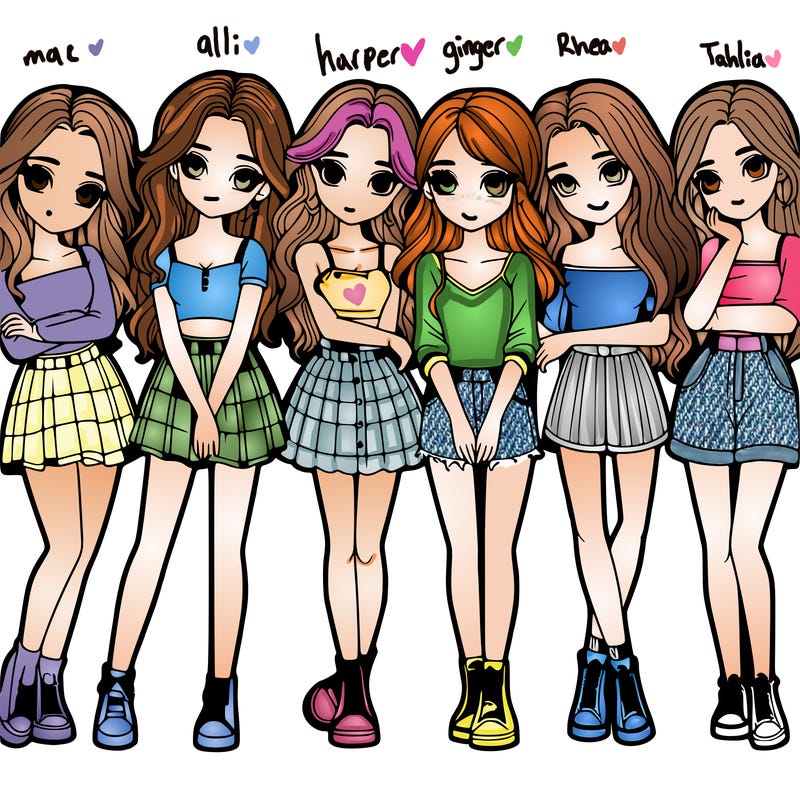 a group of girls realistic