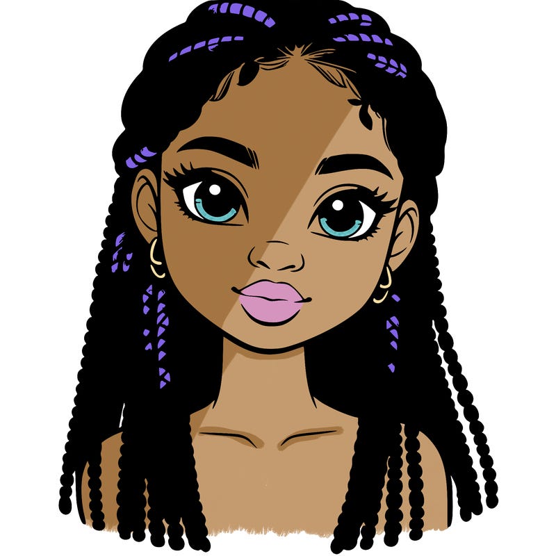 a realistic black girl with braids
