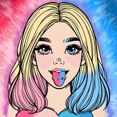 realistic girl with her tongue out