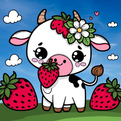 cute strawberry cow