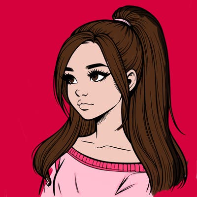 realistic girl with a high ponytail