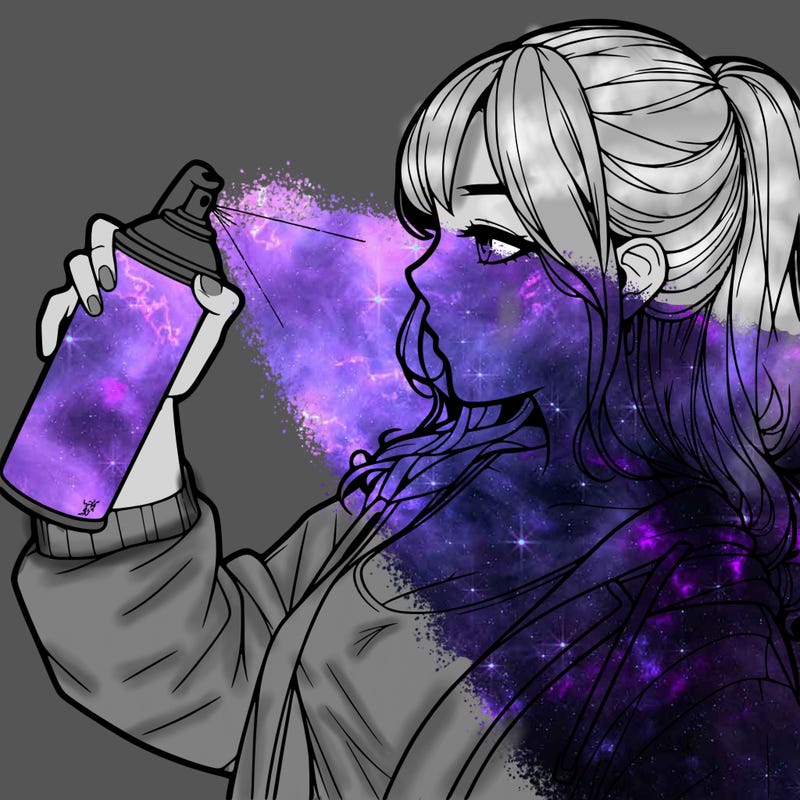 a realistic girl spray, painting