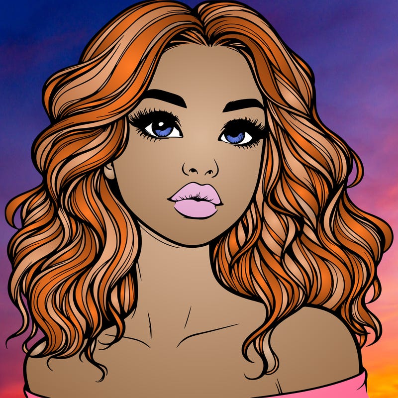 realistic girl with wavy hair and lips