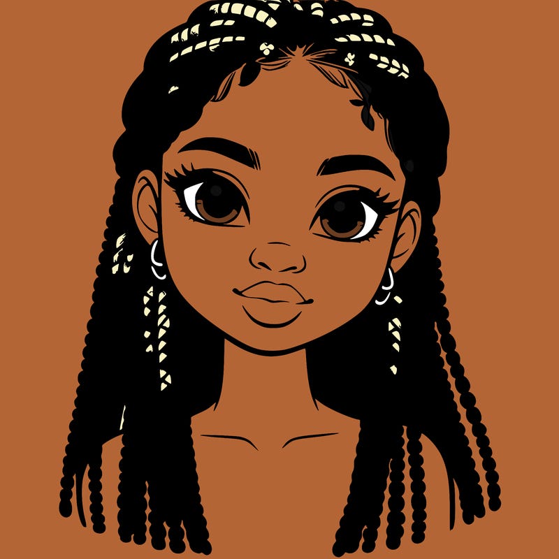 a realistic black girl with braids