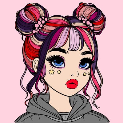 realistic girl with space buns