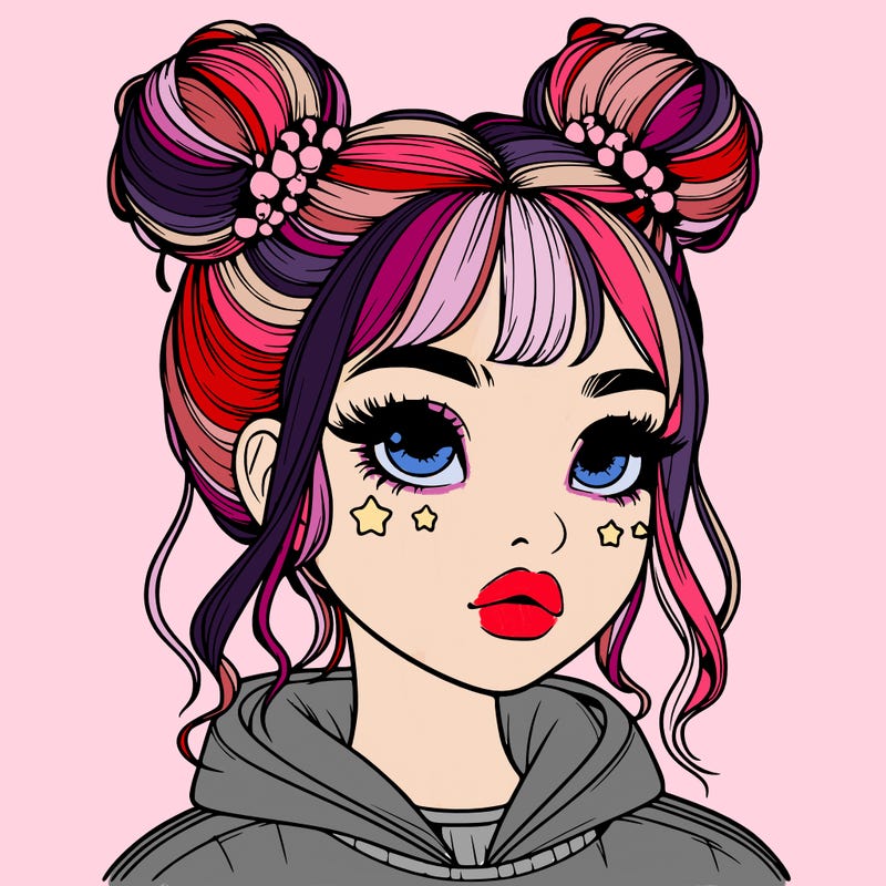 realistic girl with space buns