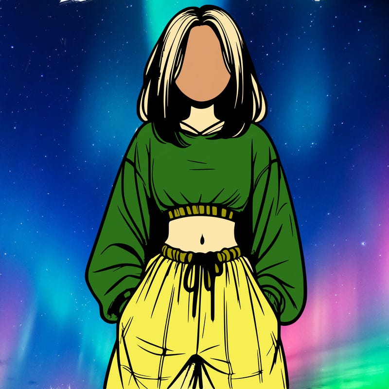 realistic girl faceless with baggy pants and a crop top