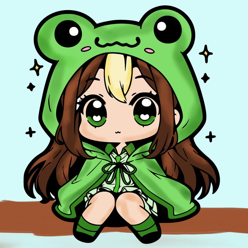 chibi girl with frog hoodie