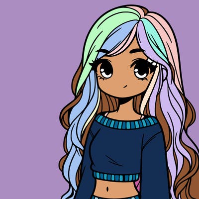 girl with long hair and a crop top with a sweater