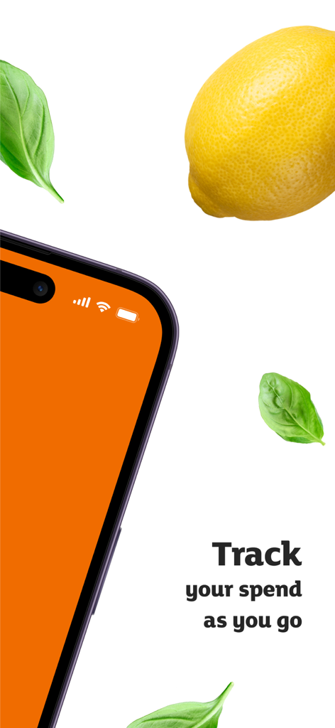 Sainsbury's SmartShop app interface showing the track your spend as you go feature with fresh produce