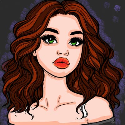 realistic girl with wavy hair and lips