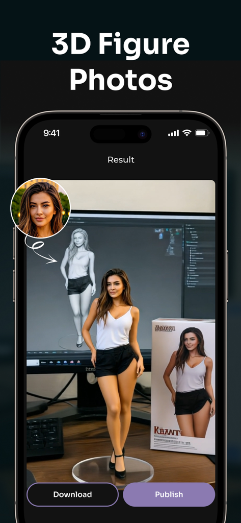 X Art: AI Photo Generator - AI generated 3D action figure of a woman created with X Art app