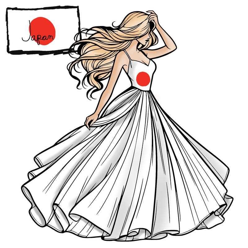 realistic woman with dress flowing in the wind