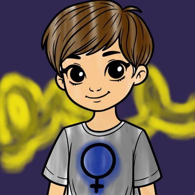 girl with pixie cut and feminist shirt