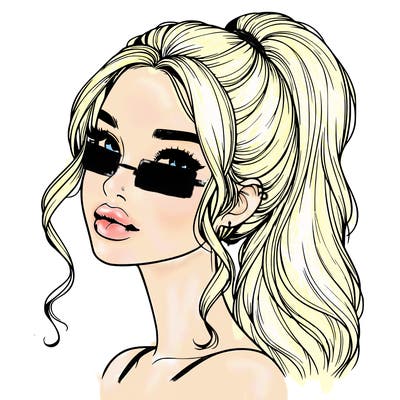 realistic girl with a ponytail on her hair and lips