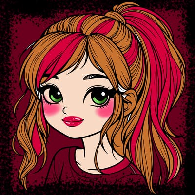 realistic girl with ponytail