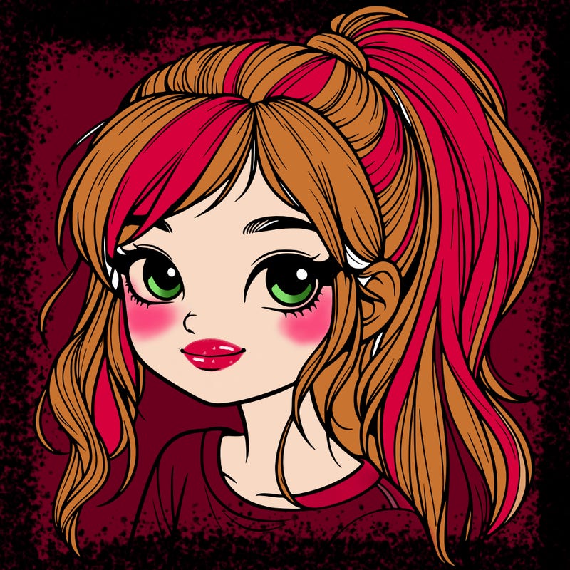 realistic girl with ponytail