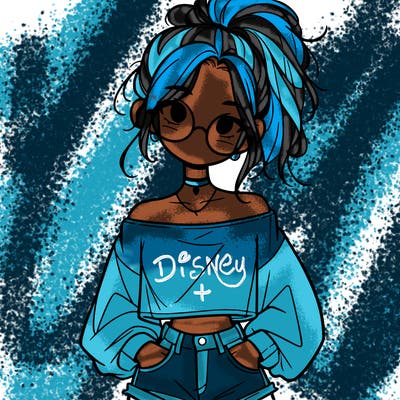 girl with a messy ponytail glasses a baggy crop top and jean shorts