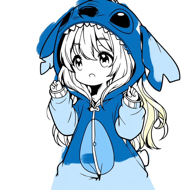 anime girl in a stitch onsie