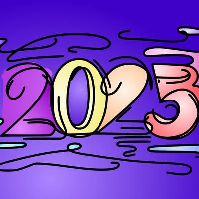 one line scrawled numbers sketch design “2025”