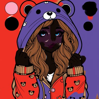 realistic girl in a animal pjs hoodie