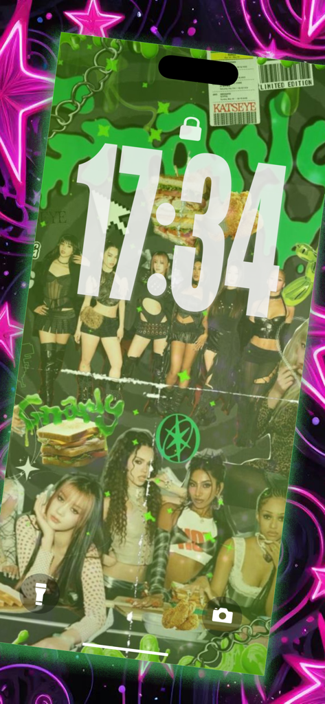 Katseye Wallpaper - Membres de Katseye présentés dans un fond d'écran d'iPhone à l'esthétique verte.