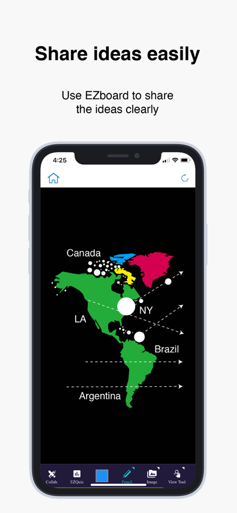 EZCast Pro - Interfaz EZBoard de la aplicación EZCast Pro para compartir ideas en un mapa durante las presentaciones