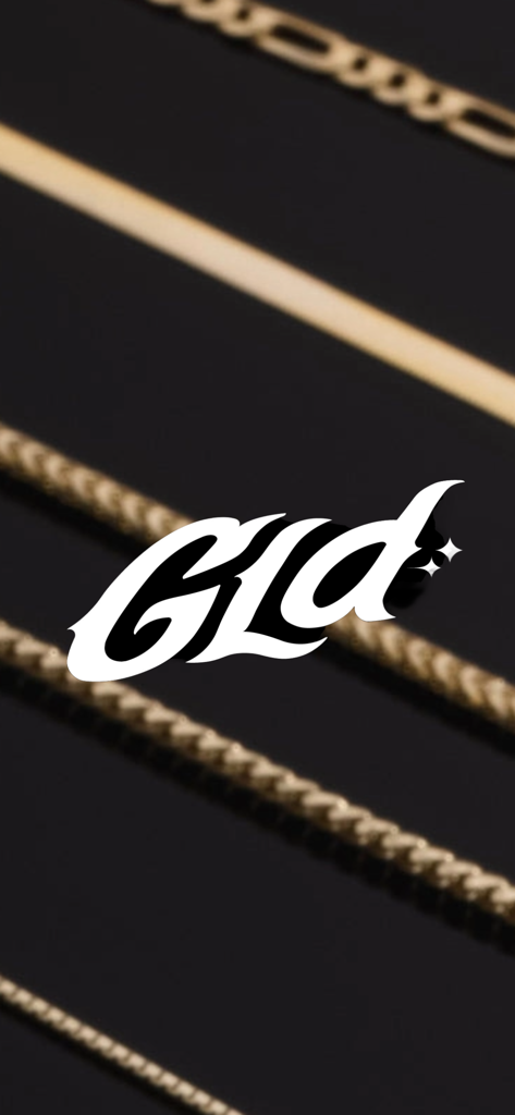 The GLD Shop - The GLD Shop brand logo displayed over a background of gold chains