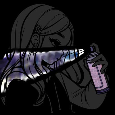 a realistic girl spray painting