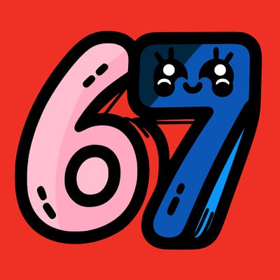 the numbers 67