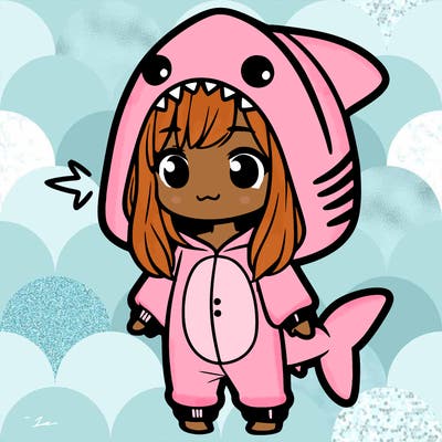 girl in shark onesie