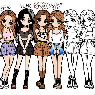 a group of girls realistic