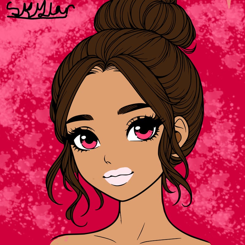 realistic pretty girl with hair in bun