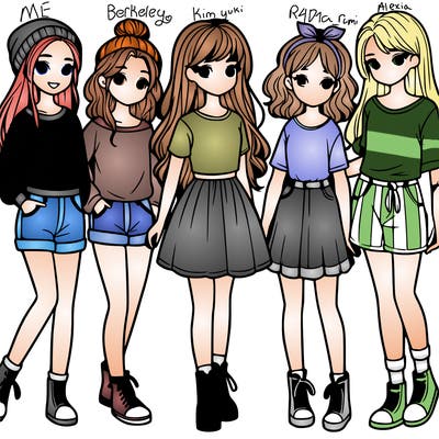 a group of five girls