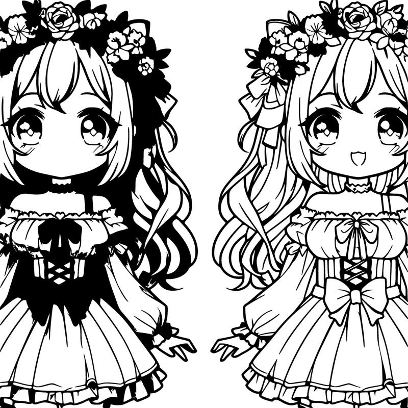 animie girl cute with flower krown