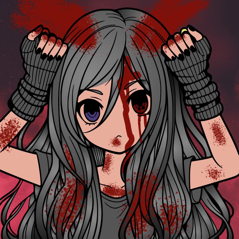 long haired girl with fingerless gloves