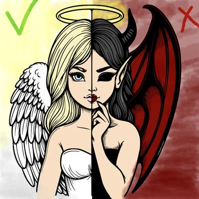 realistic angel half demon