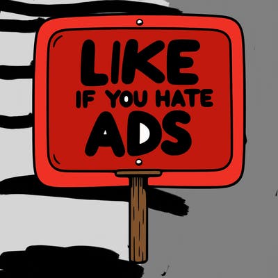 a sign that says like if you hate ads
