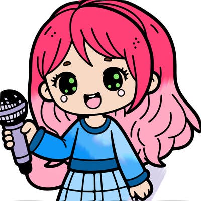 an girl with a microphone in her hand