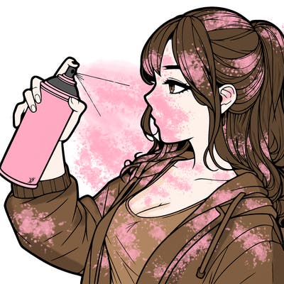 a realistic girl spray, painting