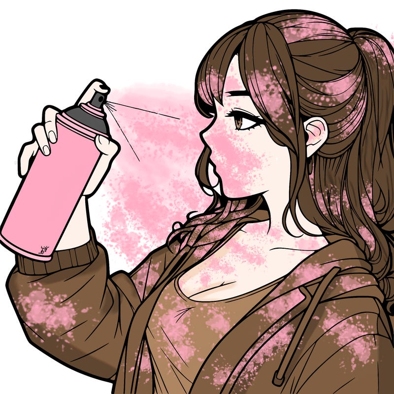a realistic girl spray, painting